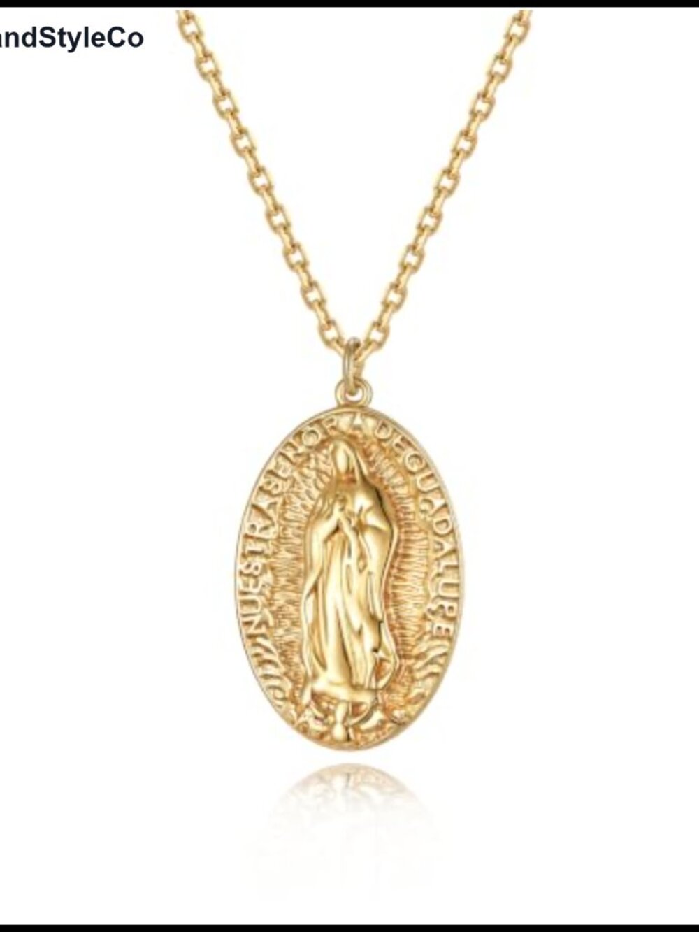 18k Gold Plated Virgin Mary Coin Pendant Necklace 22 inch